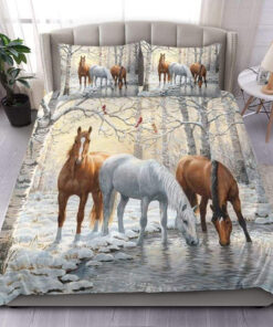Beautiful Horse In The Winter Bedding Set Bed Sheet Duvet Cover Bedding Sets