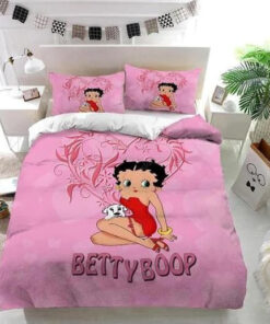 Betty Boop And Dog Pink Bedding Set