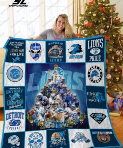 Bl Detroit Lions Christmas Tree Quilt Blanket