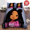 Black Baby Girl Pink Heart Custom Name Duvet Cover Bedding Set