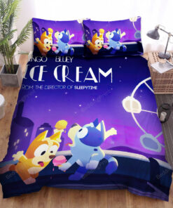 Bluey & Bingo Ice Cream As La La Land Poster Style Bed Sheets Spread Duvet Cover Bedding Sets
