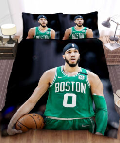 Boston Celtics Jayson Tatum Moment In A Basketball Match Bed Sheet Spread Comforter Duvet Cover Bedding Sets