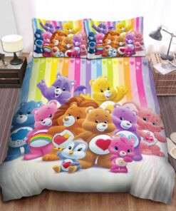 Care Bears With Rainbow & Penguin Bed Sheets Duvet Cover Bedding Sets