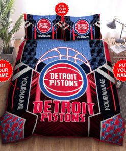 Custom Name Detroit Pistons Bedding Set Custom Name Detroit Pistons Duvet Cover Detroit Pistons Comforter Sets Detroit Pistons Nba Tdv11