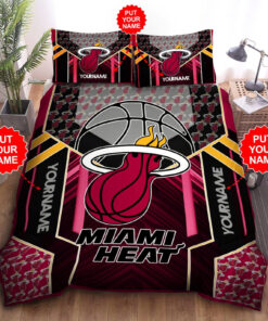 Custom Name Miami Heat Bedding Set Custom Name Miami Heat Duvet Cover Custom Name Miami Heat Comforter Sets Miami Heat Nba Fan Gift Tdv8