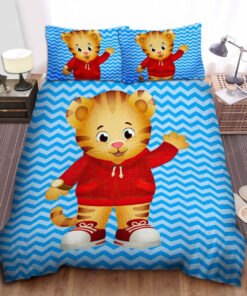 Daniel Tiger In Blue Waves Illustration Bed Sheets Duvet Cover Bedding Sets