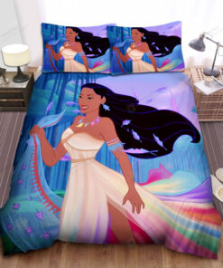 Disney Princess Pocahontas In Rainbow Dress Bed Sheet Spread Comforter Duvet Cover Bedding Sets
