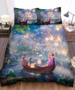 Disney Princess Rapunzel & Flynn Rider In Sky Lanterns Night Bed Sheet Duvet Cover Bedding Sets