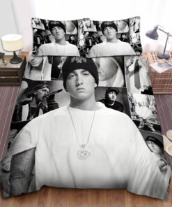 Eminem The Real Slim Shady Black & White Images Collage Bed Sheets Duvet Cover Bedding Sets