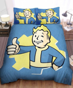Fallout, Vector Of The Vault Boy Bed Sheets Duvet Cover Bedding Sets