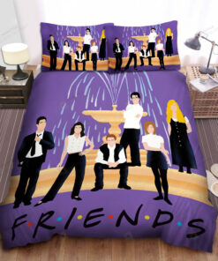 Friends Characters And The Iconic Water Fountain Art Bed Sheets Spread Comforter Duvet Cover Bedding Sets