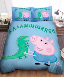 George Pig And Mr. Dinosaur Bed Sheets Duvet Cover Bedding Sets