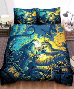 Godzilla Fights King Ghidorah In The City Bed Sheets Duvet Cover Bedding Sets