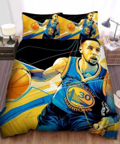 Golden State Warriors Stephen Curry Digital Painting Bed Sheet Duvet Cover Bedding Sets