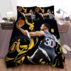 Golden State Warriors Stephen Curry Layup Illustration Bed Sheet Duvet Cover Bedding Sets