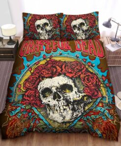 Grateful Dead Skull And Roses Art Bed Sheet Duvet Cover Bedding Sets