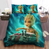 Guardians Of The Galaxy Cute Baby Groot And The Anulax Bomb Illustration Bed Sheets Duvet Cover Bedding Sets