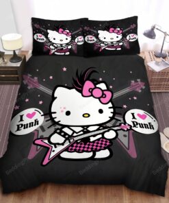 Hello Kitty In Punk Rock Style Bed Sheets Spread Duvet Cover Bedding Sets