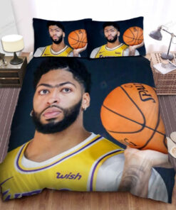 Los Angeles Lakers Anthony Davis With Basketball Ball Photograph Bed Sheet Spread Comforter Duvet Cover Bedding Sets
