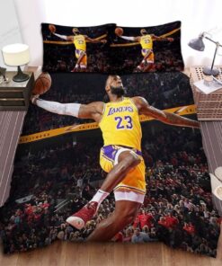 Los Angeles Lakers Lebron James Dunking Photograph Bed Sheet Duvet Cover Bedding Sets