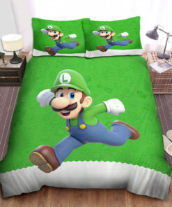 Luigi In Green Super Mario Theme Bed Sheets Duvet Cover Bedding Sets
