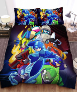 Mega Man And Robot Masters Artwork Bed Sheets Duvet Cover Bedding Sets