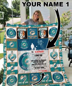 Miami Dolphins Personalized Name Quilt Blanket