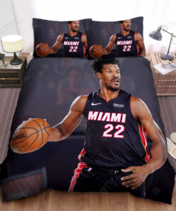 Miami Heat Jimmy Butler In A Basketball Match Photograph Bed Sheet Spread Comforter Duvet Cover Bedding Sets