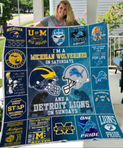 Michigan Wolverines Amp Detroit Lions Quilt Blanket