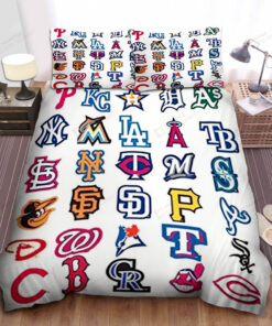 Mlb All Teams Logo Bed Sheets Spread Duvet Cover Bedding Set Ver 1