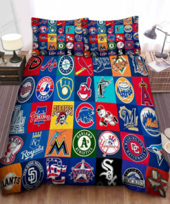 Mlb All Teams Logo Bed Sheets Spread Duvet Cover Bedding Set Ver 3