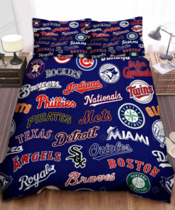 Mlb All Teams Logo Bed Sheets Spread Duvet Cover Bedding Set Ver 4