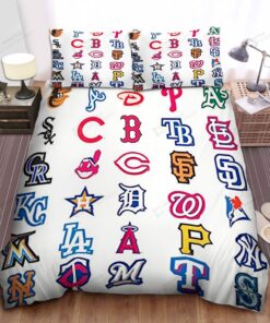 Mlb All Teams Logo Bed Sheets Spread Duvet Cover Bedding Set Ver 6