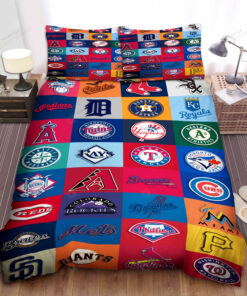 Mlb All Teams Logo Bed Sheets Spread Duvet Cover Bedding Set Ver 7