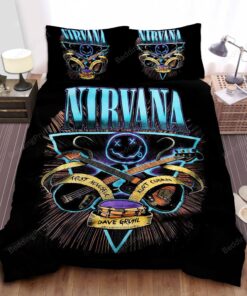 Nirvana Logo With Drums & Guitars Bed Sheets Duvet Cover Bedding Sets