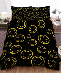 Nirvana Smiley Logo Pattern Bed Sheets Duvet Cover Bedding Sets