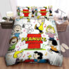 Peanuts Characters Dancing Around Snoopy Dog House Bed Sheets Duvet Cover Bedding Sets