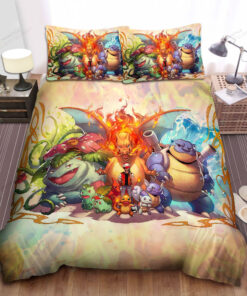 Pokemons Of Red Evolution Bed Sheets Duvet Cover Bedding Sets