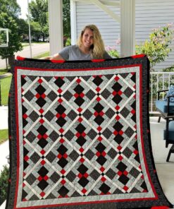 Red Black And White Quilt Blanket