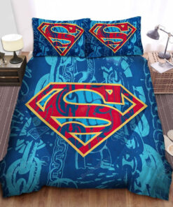 Superman, Dc Comics Character, The Symbol And Chains Bed Sheets Duvet Cover Bedding Sets