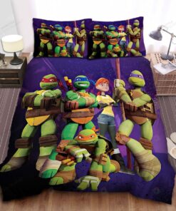 Teenage Mutant Ninja Turtles Posing With April Oneil Bed Sheets Duvet Cover Bedding Sets
