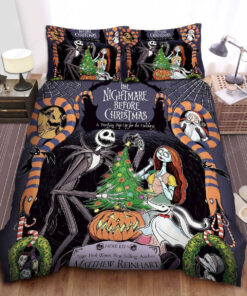 The Nightmare Before Christmas Jack & Sally Preparing For Christmas Bed Sheets Duvet Cover Bedding Sets
