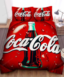 Vintage Coca-cola Bottle On Red Bottle Cap Illustration Bed Sheets Duvet Cover Bedding Sets