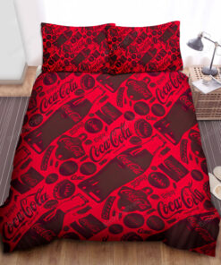 Vintage Coca-cola Pattern All Over Printed Bed Sheets Spread Duvet Cover Bedding Sets