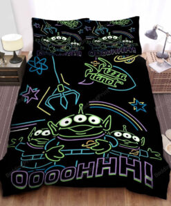 Walt Disney Toy Story Neon Squeeze Toy Aliens In Pizza Planet Bed Sheets Duvet Cover Bedding Sets