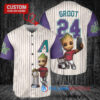 Arizona Diamondbacks x Baby Groot Marvel Guardians Of The Galaxy with Trophy Custom Baseball Jersey Cream-Purple