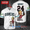 Arizona Diamondbacks x Baby Groot Marvel Guardians Of The Galaxy with Trophy Custom Baseball Jersey White