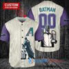 Arizona Diamondbacks x DC Comics Batman The Dark Knight with Trophy Custom Baseball Jersey Cream-Purple