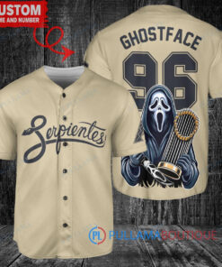 Arizona Diamondbacks x Ghostface Scream Halloween Halloween with World Series Trophy Custom Baseball Jersey Sand
