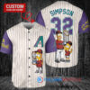 Arizona Diamondbacks x The Simpsons Bart Simpson, Homer Simpson, Lisa Simpson with Trophy Custom Baseball Jersey Cream-Purple